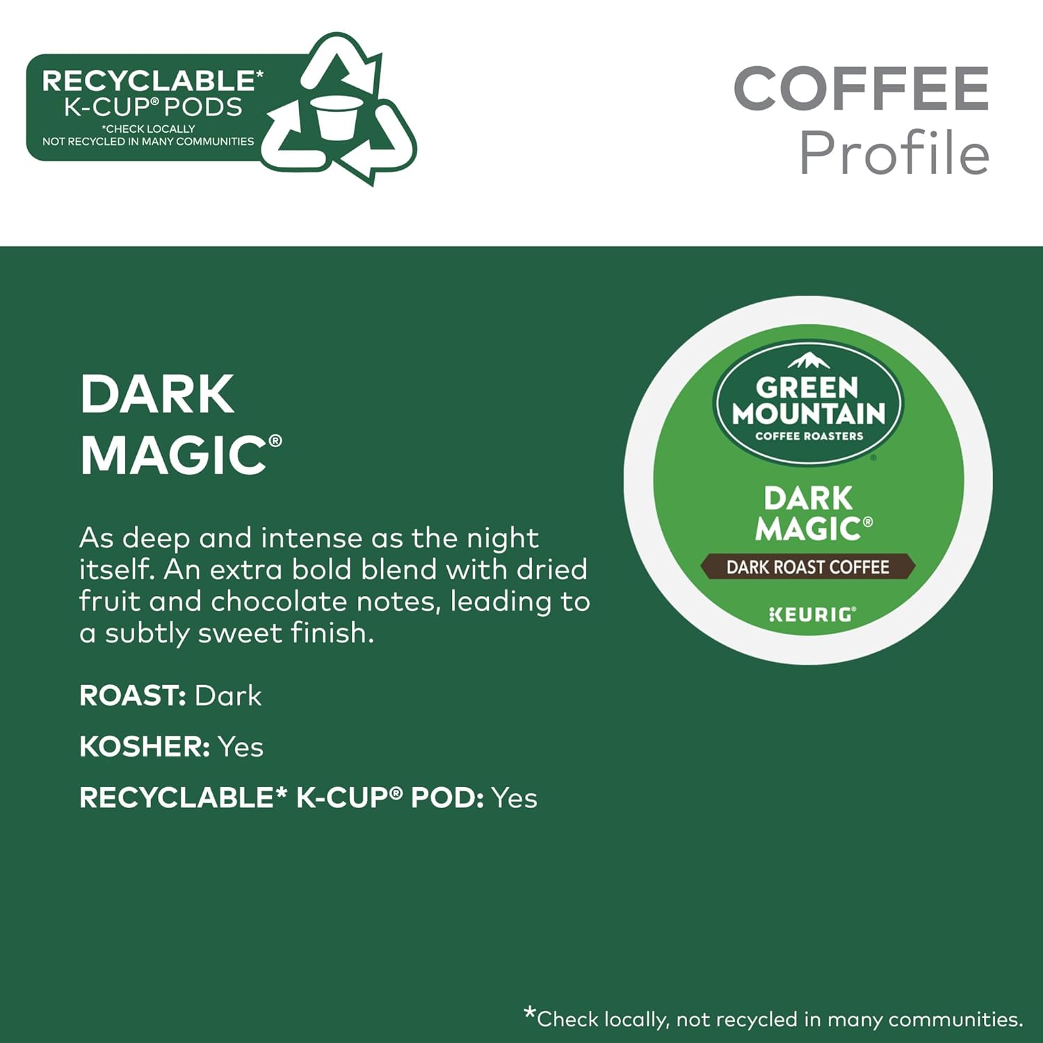 Green Mountain Coffee Roasters Dark Magic Keurig Single-Serve K-Cup Pods. Dark Roast Coffee. 72 Count