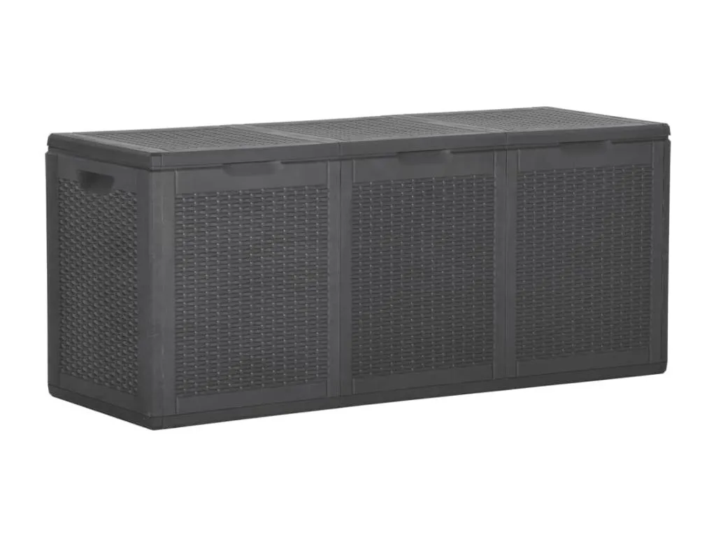 Caja de almacenamiento de jardín 270 l ratán pp negro ase3613123
