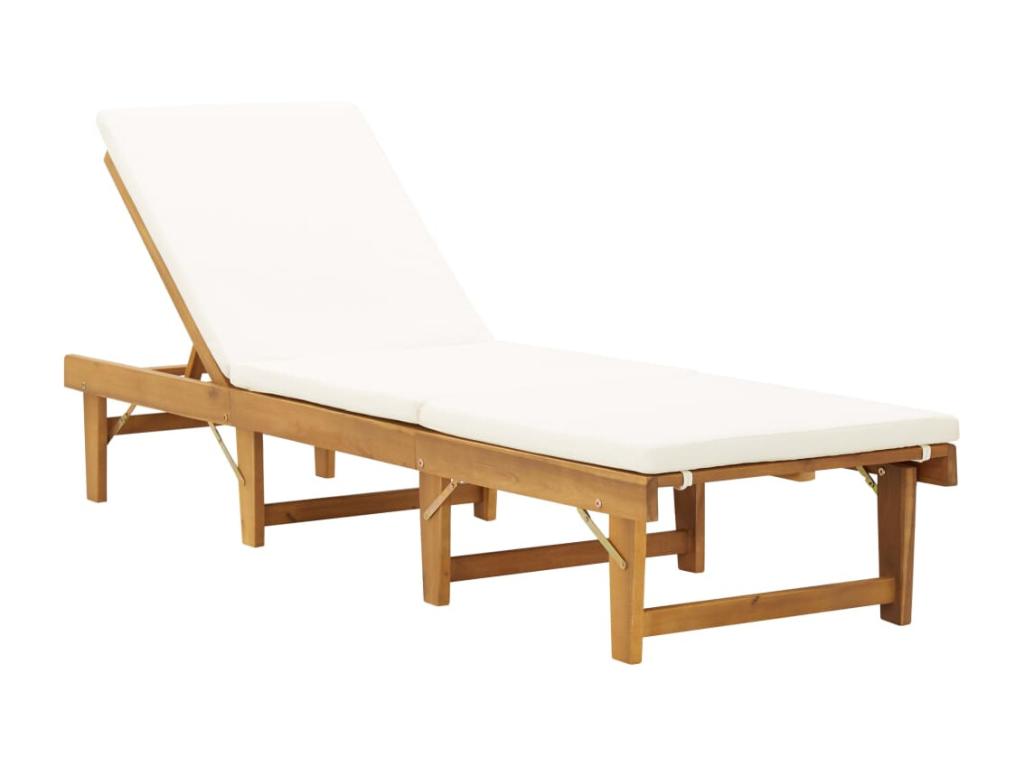 Sillón plegable con cojín Madera maciza de acacia