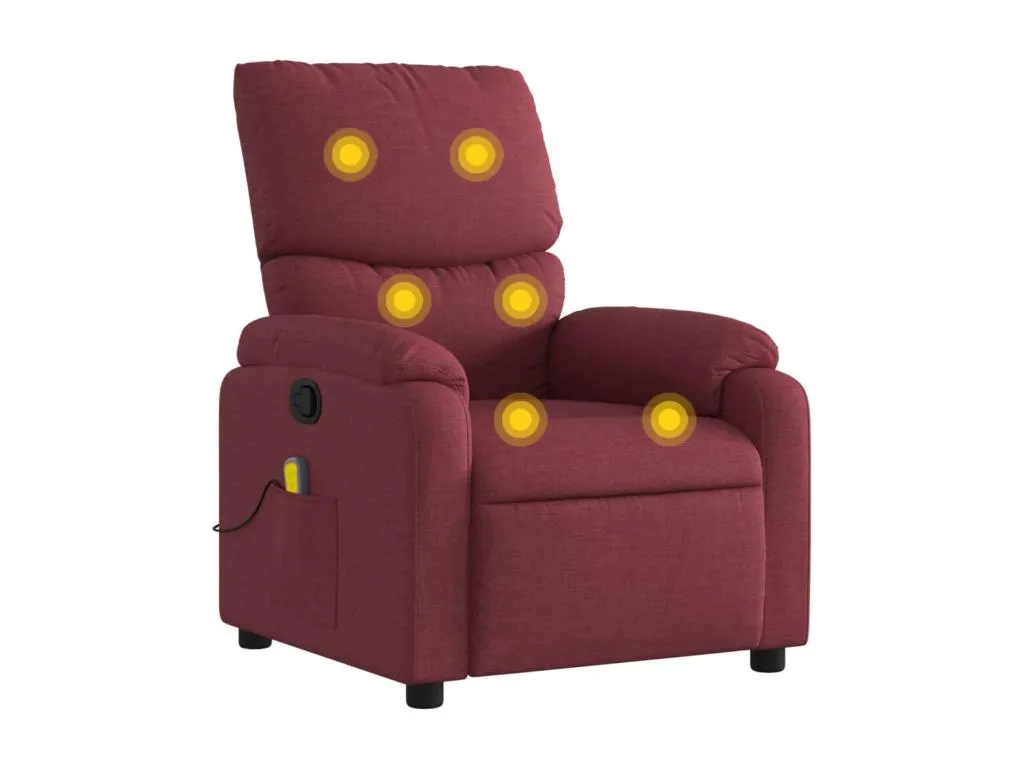 Sillón de masaje reclinable Tela rojo burdeos