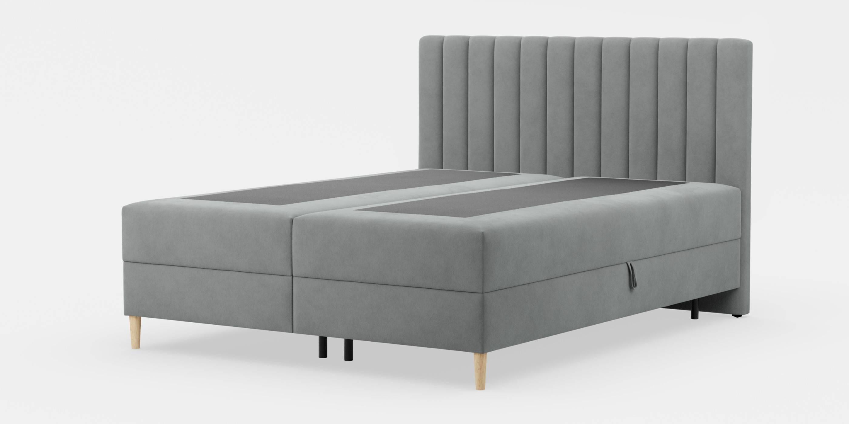 by fonQ Novae Boxspring met Opbergruimte - 160 x 200 cm - Grijs / Natu