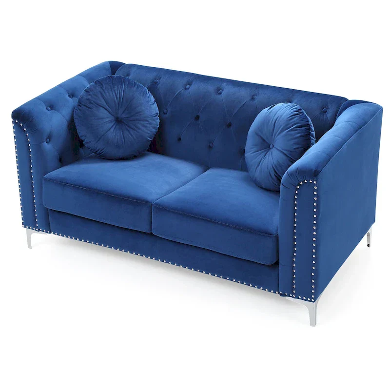 Velvet Button-Tufted Pompano Loveseat