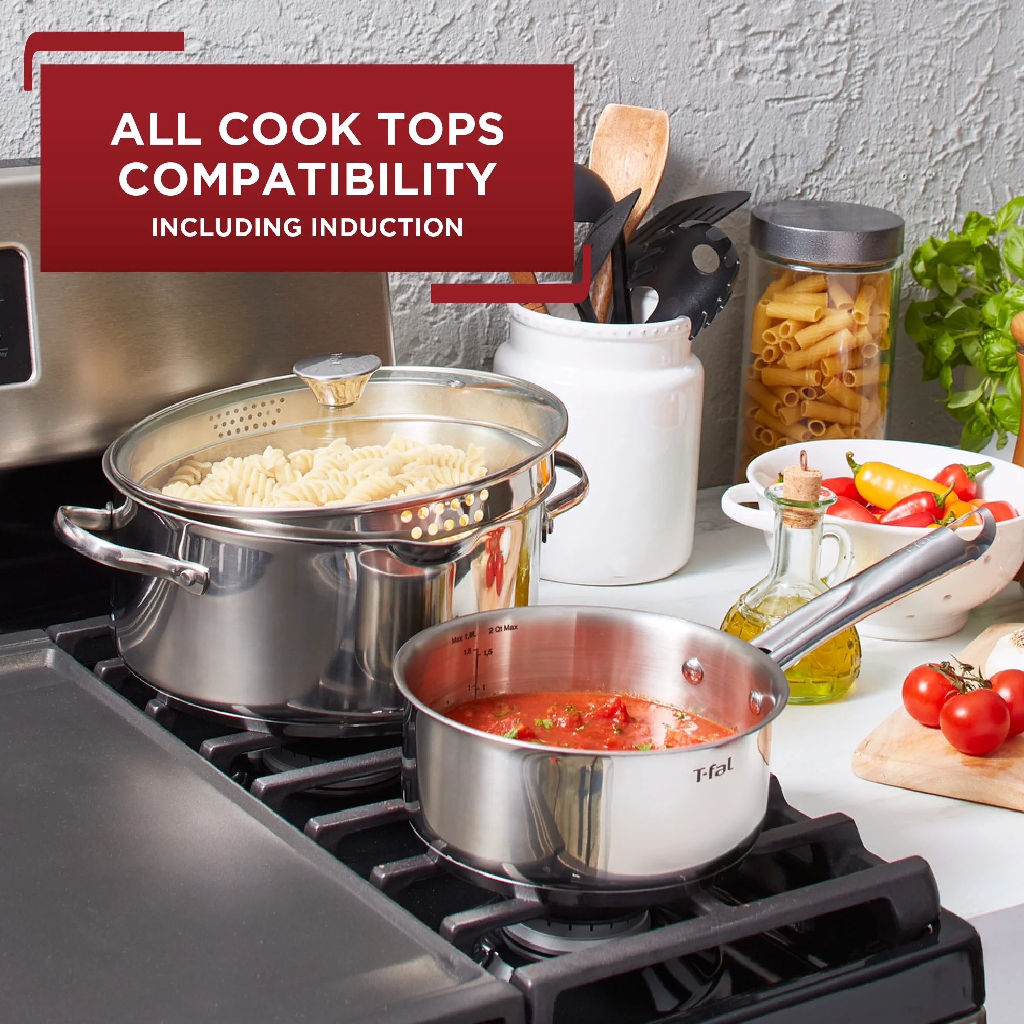 T-fal Cook & Strain Stainless Steel Cookware Set, 14 piece Set - Image 11