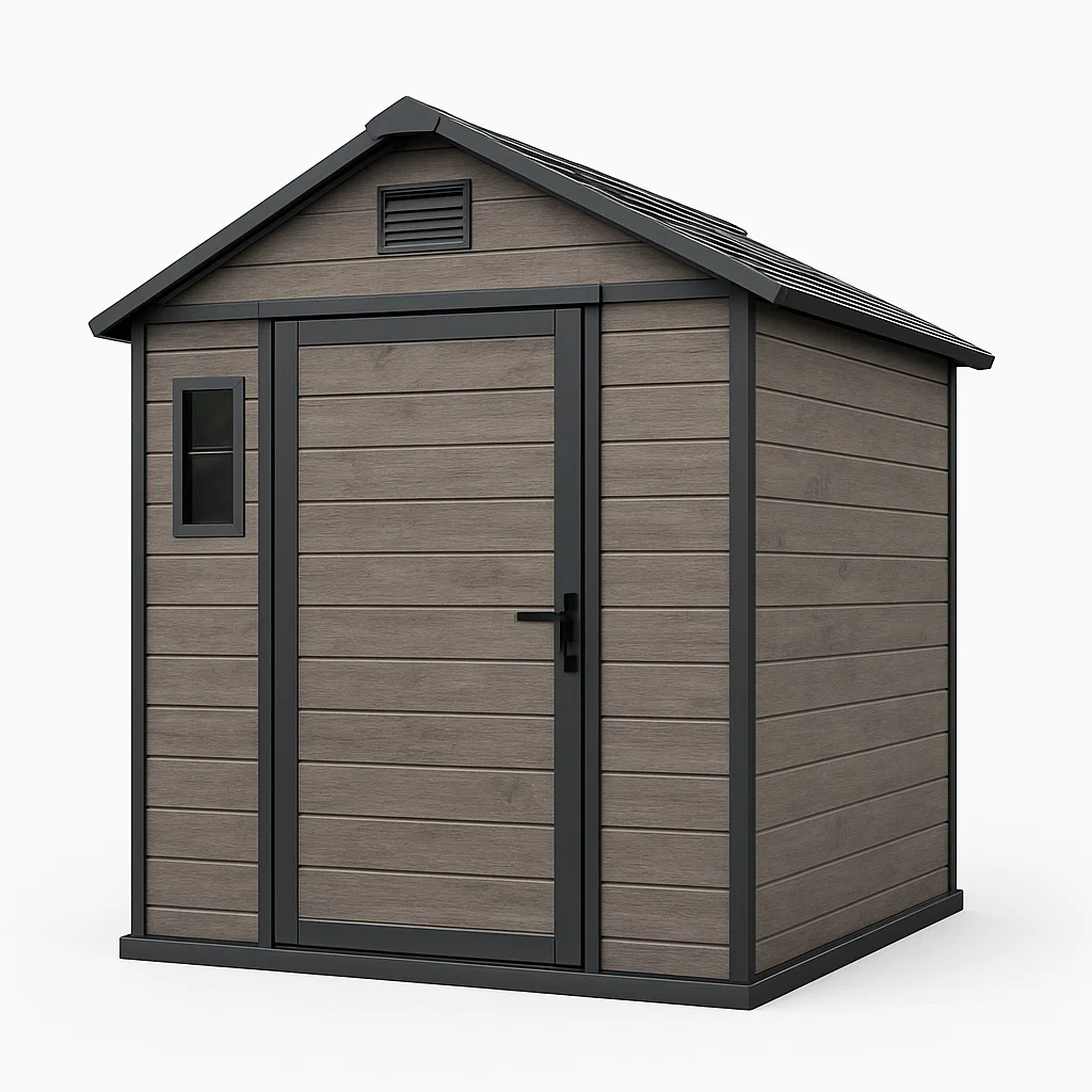 Caseta de jardín, caseta marrón oscuro de plástico para jardín exterior, 185x190x210 cm uvtrcpC172Yn