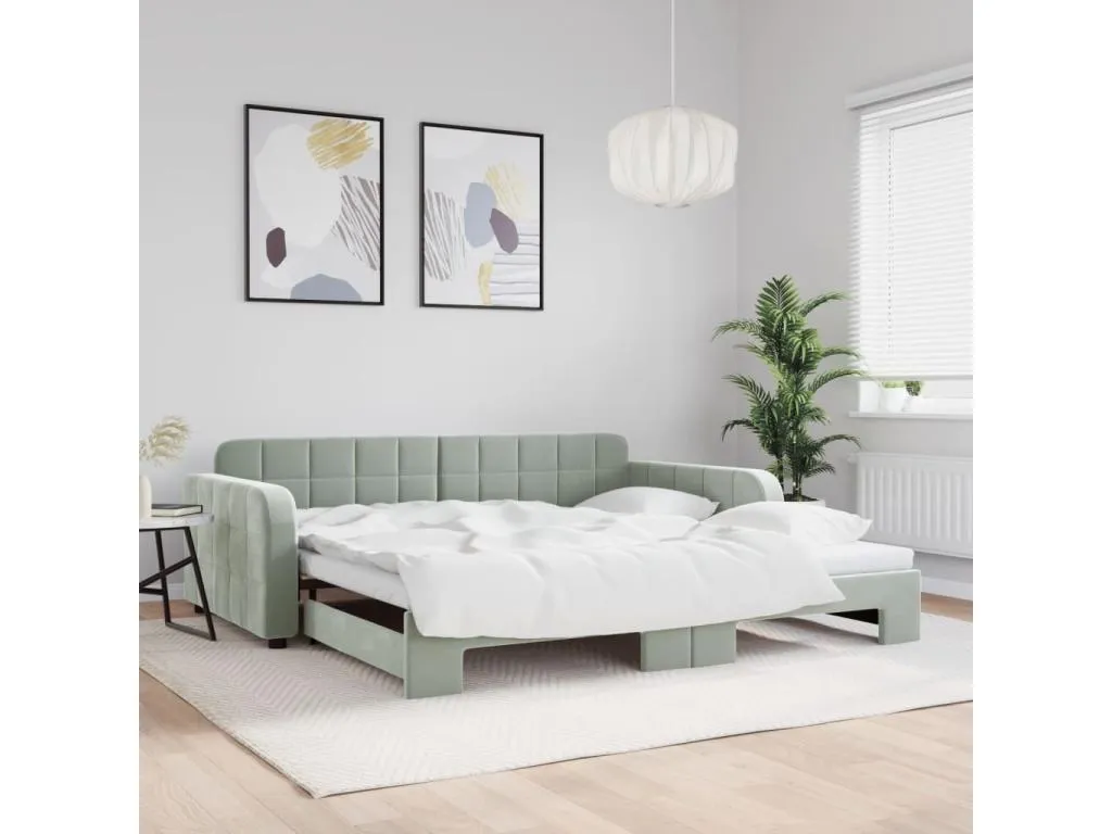 Sofá cama Banakdecoracion terciopelo gris claro 100x200 cm 55118YGQT