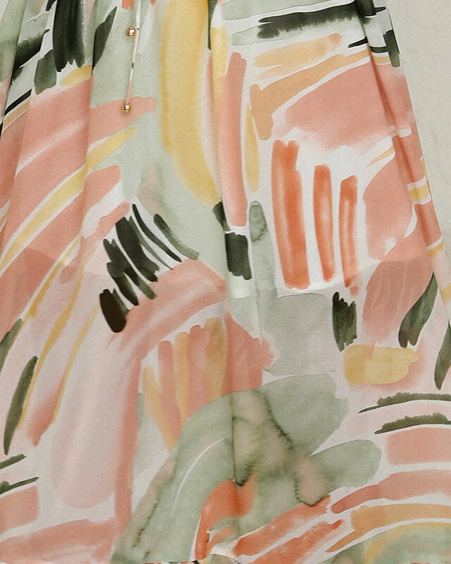 Women's V-neck Tie Tropical Print Dress