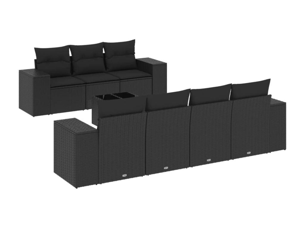 Set de sofás de jardín 8 piezas con cojines en ratán sintético negro NB1845335