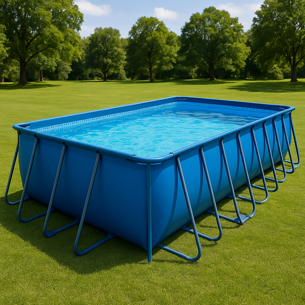 Piscina tubular rectangular Rectangular Sí Piscina Tubular PVC, Acero Exterior, Jardín, Patio Azul 732x366x132 cm