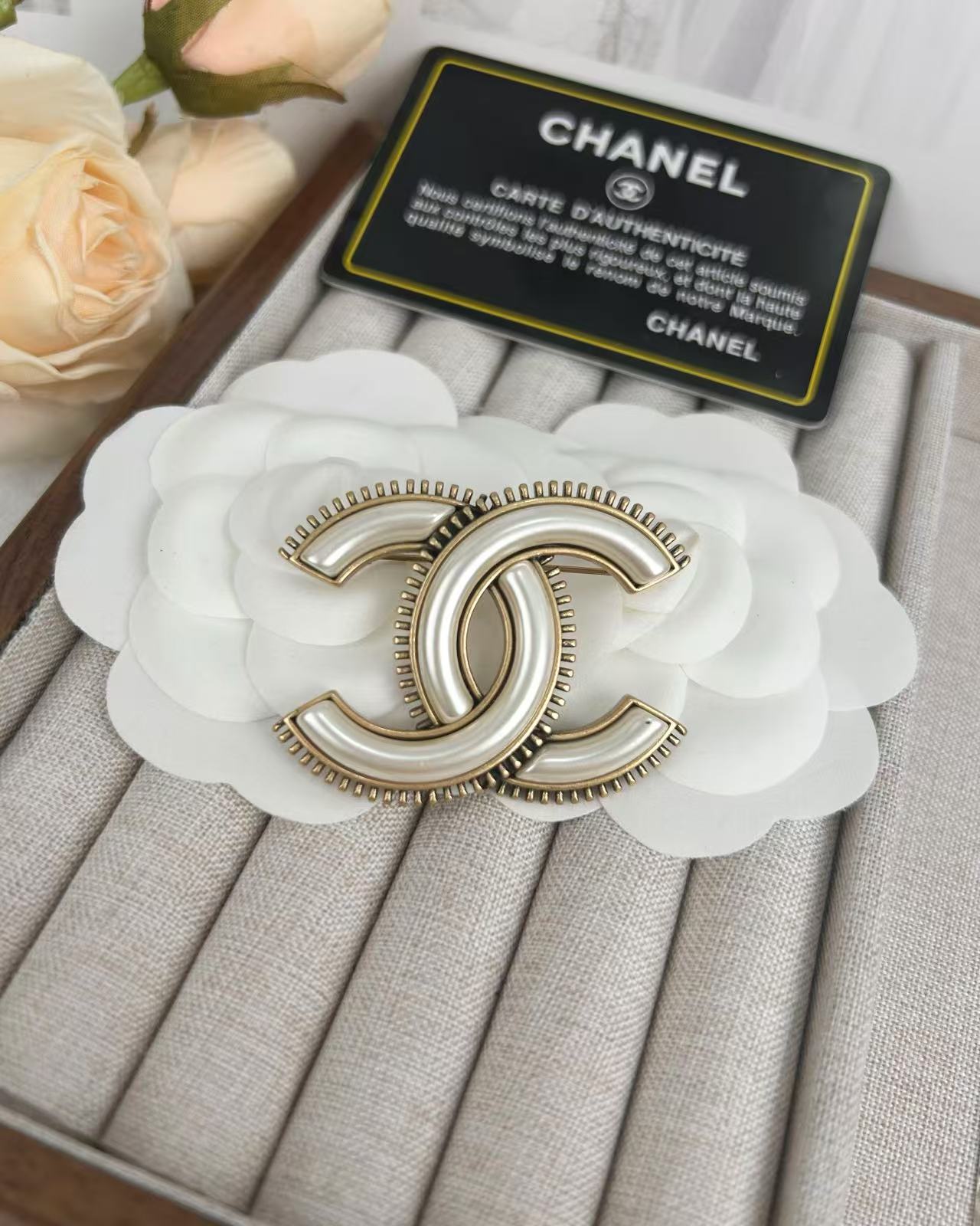 Chanel Vintage White CC Brooch - Original Replica Club
