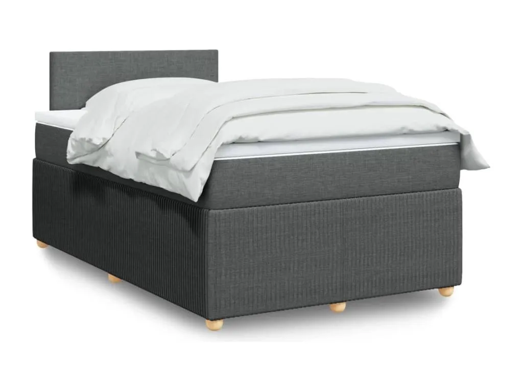 Cama box spring con colchón tela gris oscuro 120x200 cm eon3521104