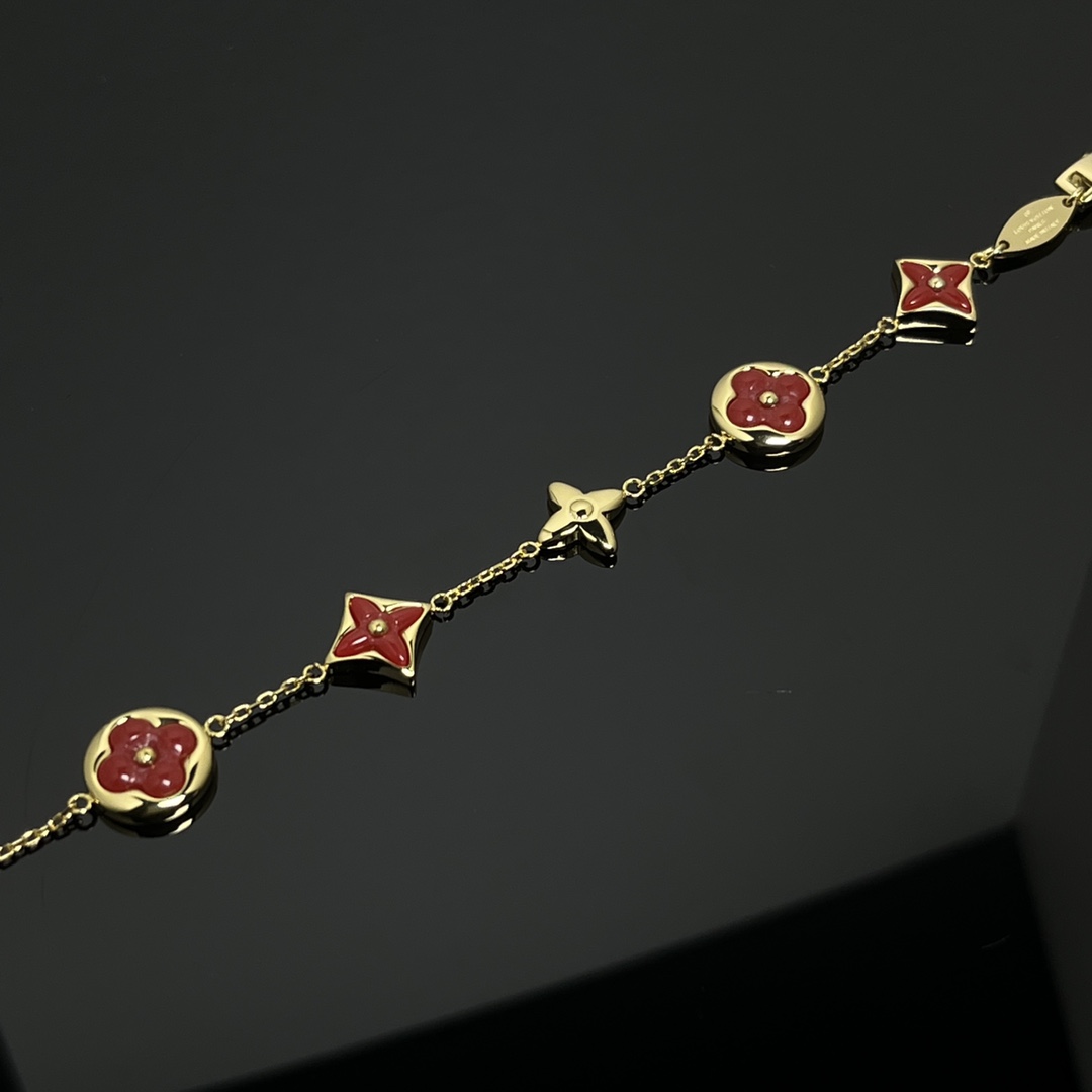 Louis Vuitton 5 Motifs Red Carnelian Star Sun Blossom Bracelet - Original Replica Club