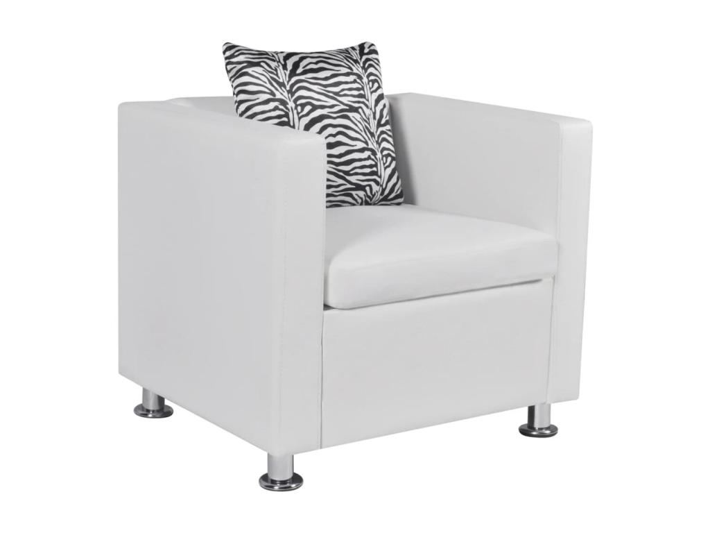 Sillón de piel sintética blanco