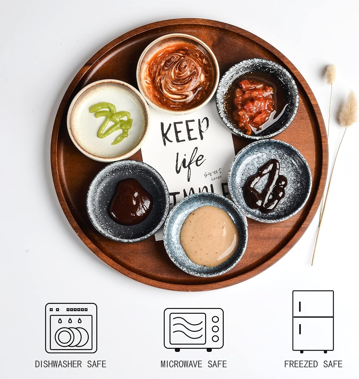 Ceramic Soy Sauce Dish set, Dipping Bowls Set of 6, Chip and Dip Bowls, Japanese Style 3 oz Round Small Dish for Dipping Sushi Tomato Soy Sauce Dish Condiment Finger Dishes