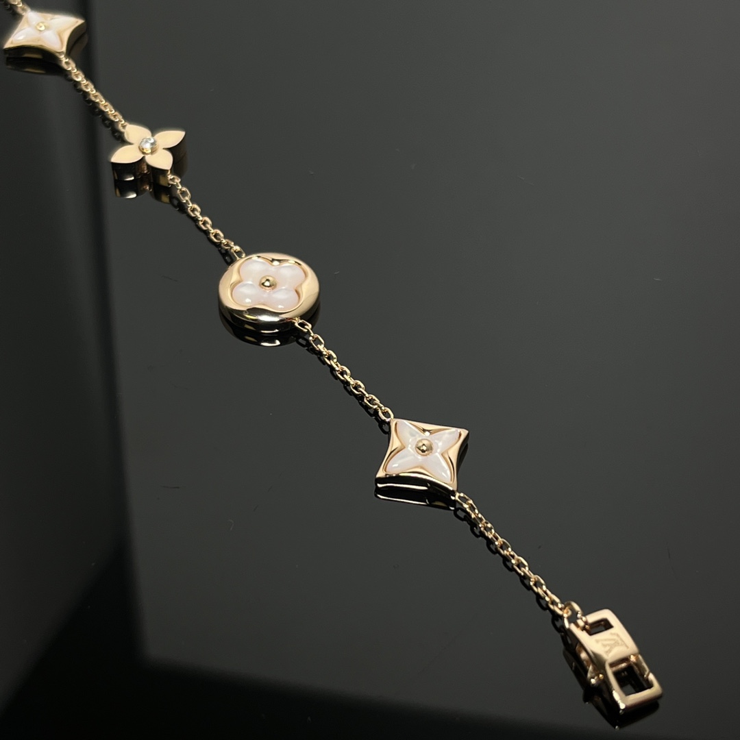 Louis Vuitton White Mother of Pearl Star Sun Blossom 5 Motifs Bracelet - Original Replica Club