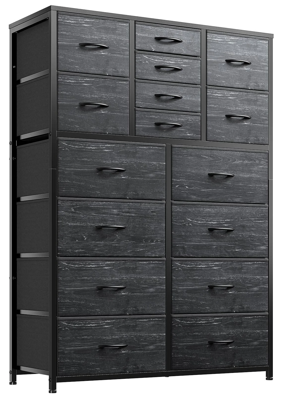 EnHomee Large Dresser for Bedroom Furniture Dresser with 16 Drawers Fabric Tall Dresser Closet Dresser Chest of Drawers Clothes Storage Slim for Living Room Office, Rustic Brown Wood Grain Print - Image 2
