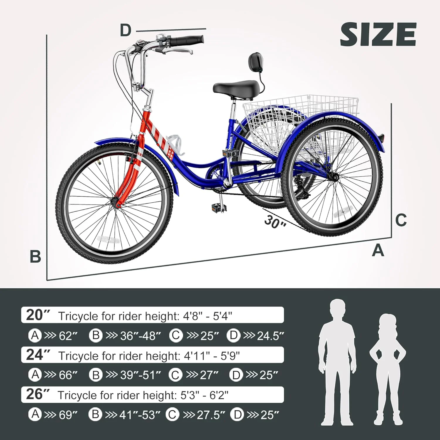 FICISOG 7 Speed Adult Tricycle for Women, 20/24/26 Inch Adult Trike with Basket, 3 Wheel Bikes for Adults Seniors, Cruise Trike for Shopping Picnic - Image 50