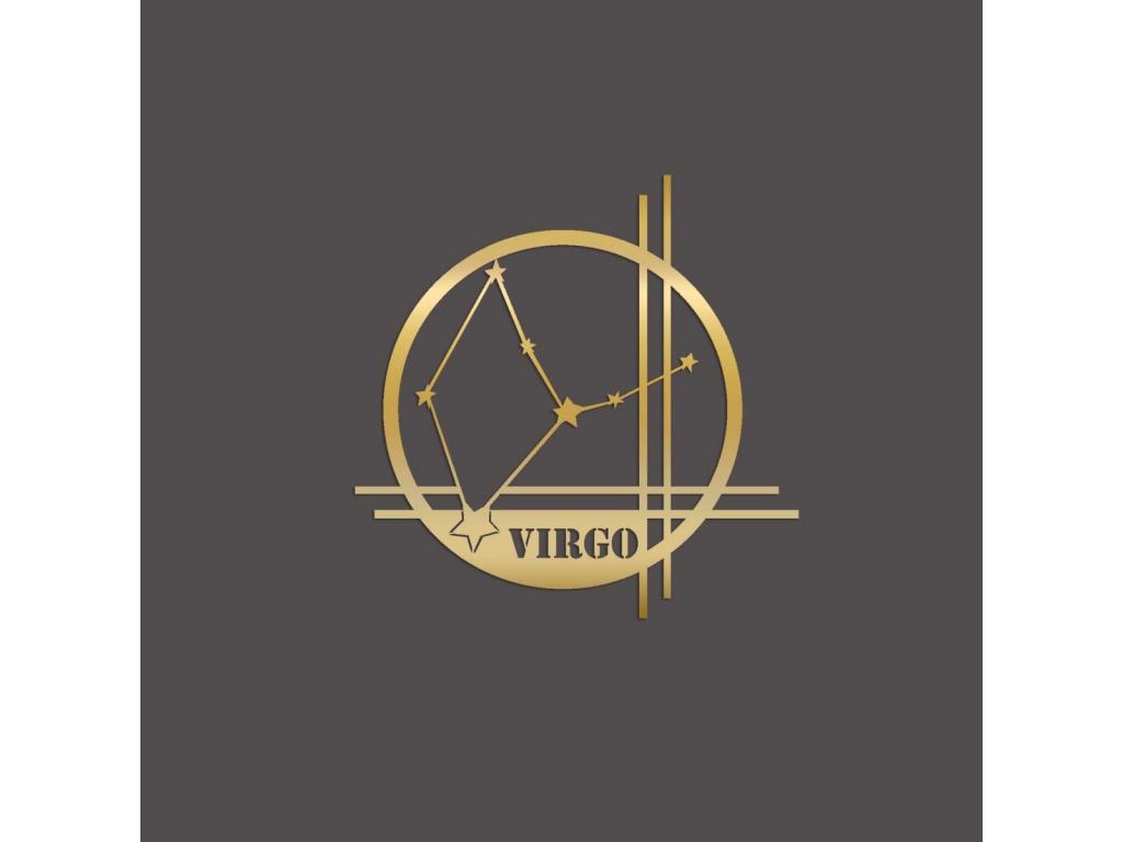 Decoración de Metal Horóscopo Virgo 11, Oro, 40x0,15x40 cm cm, Tucasago