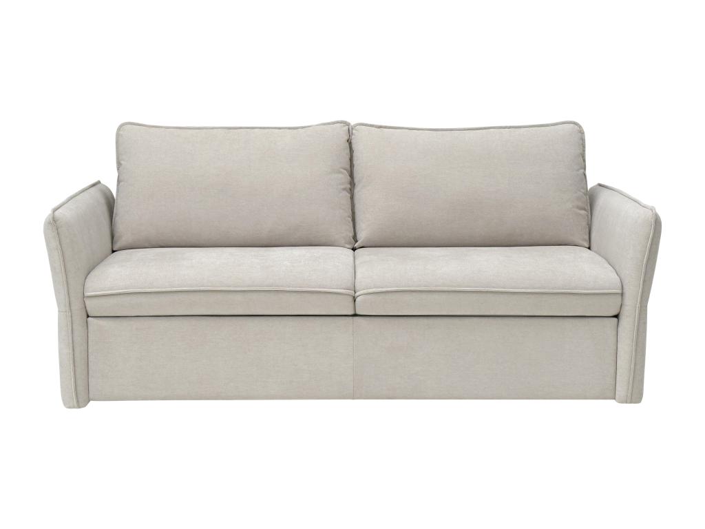 Sofá cama de 3 plazas de apertura rápida de tela beige cama de 140 cm colchón de 14 cm