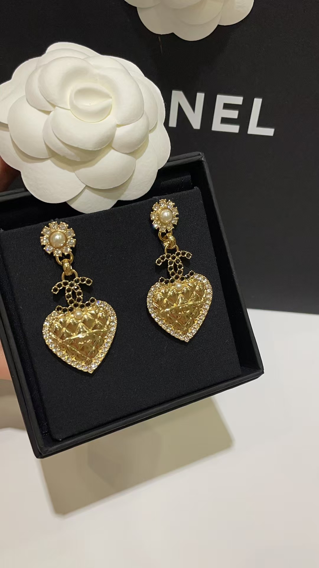 Chanel Love Heart Dangle Earrings - Original Replica Club