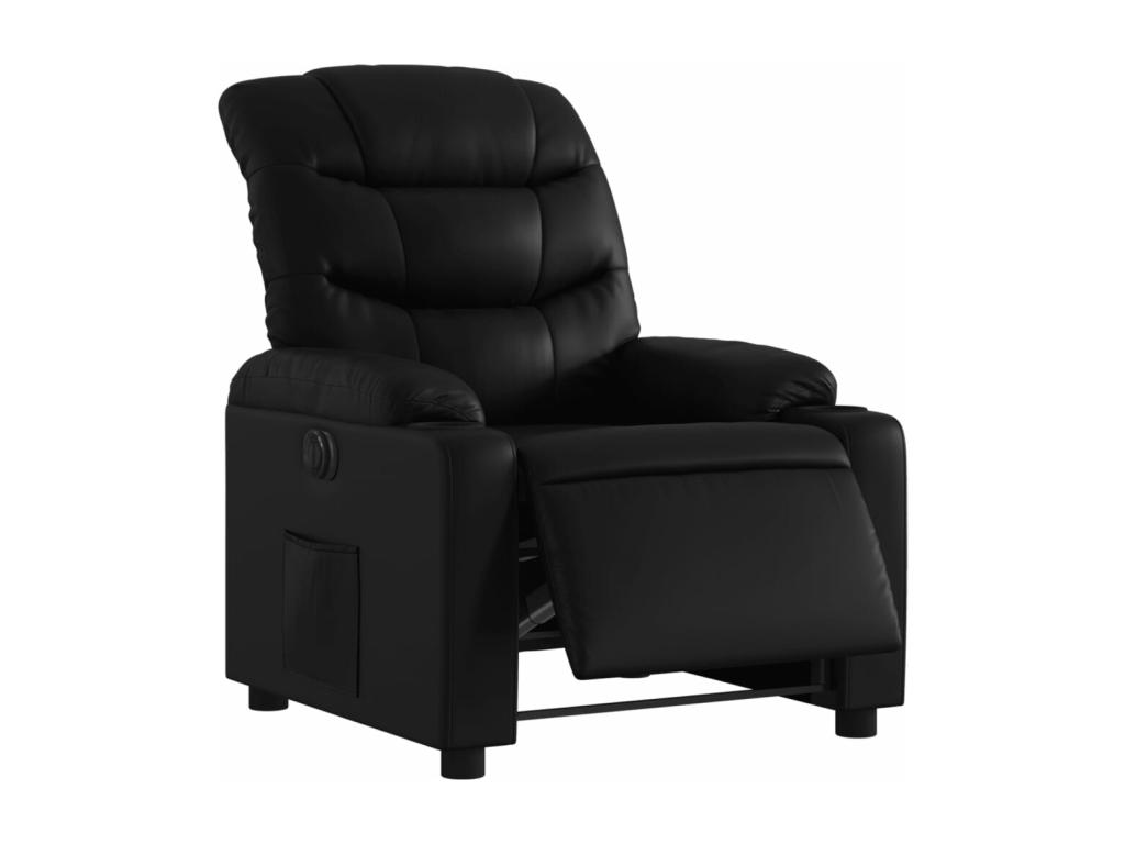 Sillón reclinable eléctrico de cuero sintético negro
