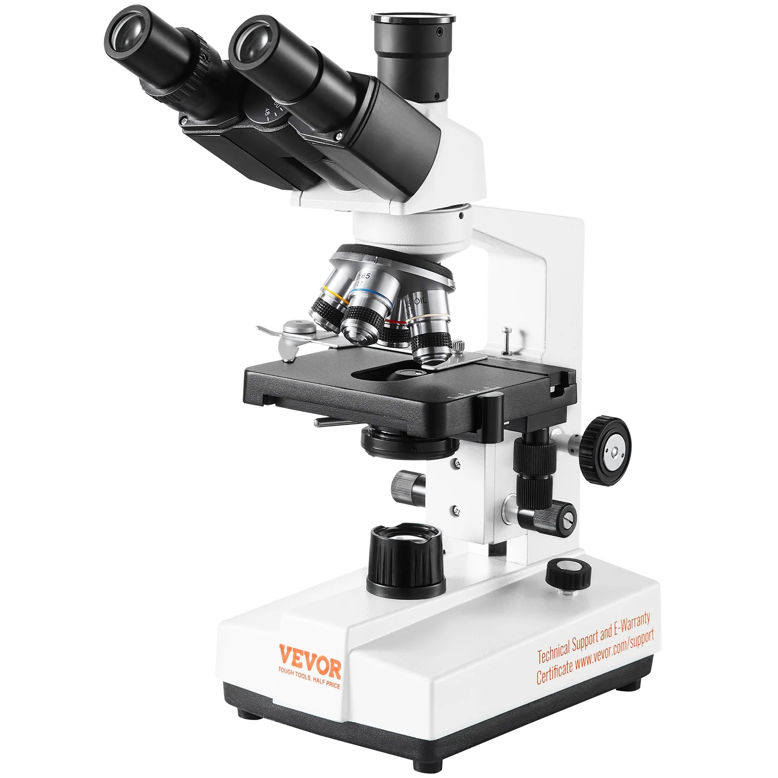 VEVOR Compound Trinocular Microscope, 40X-5000X Magnification Trinocular Compound Lab Microscope with Two-Layer Mechanical Stage, External Interface, LED Illumination and Microscope Slides Included - Image 9