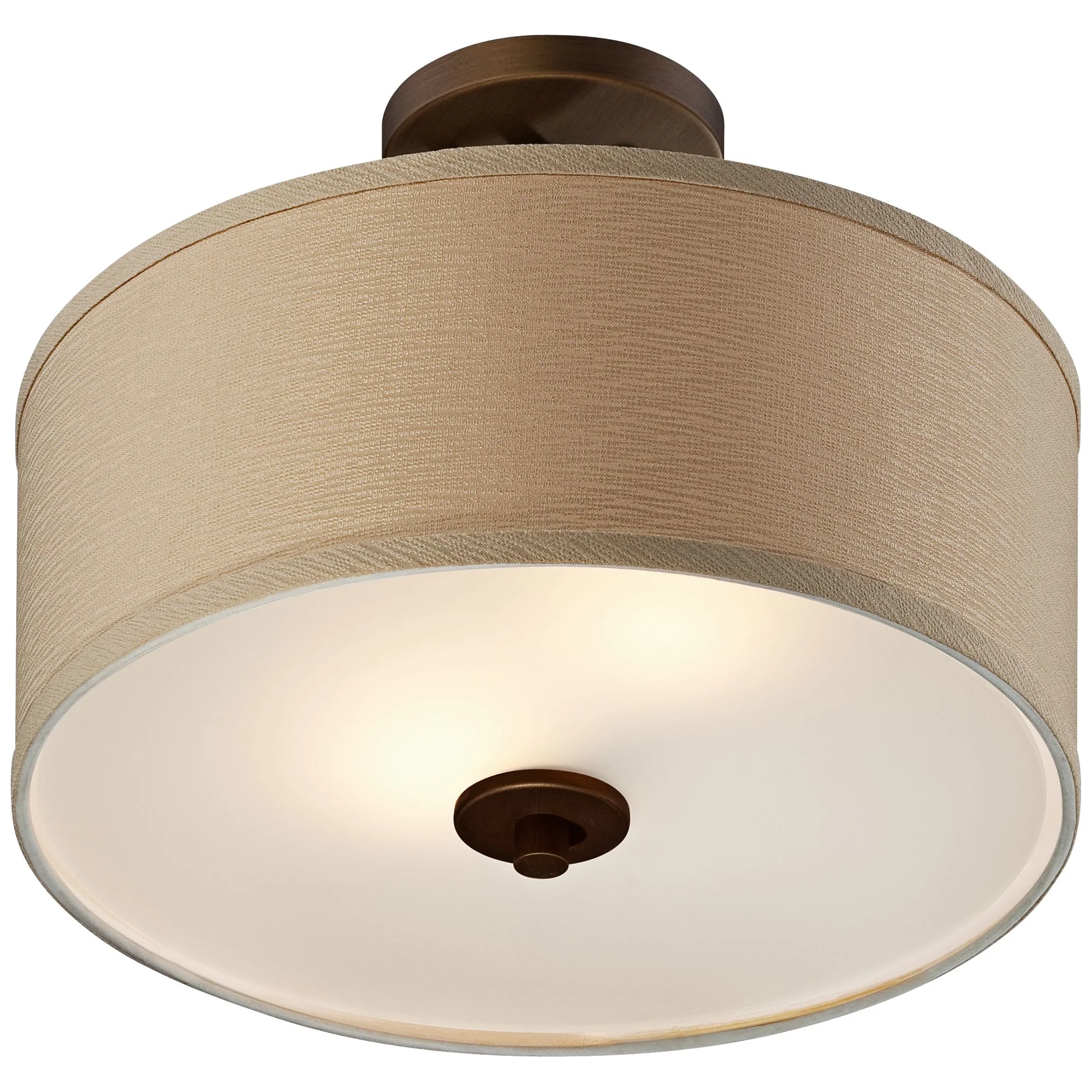 Possini Euro Design Halsted Modern Ceiling Light Semi Flush Mount Fixture 15" Wide Brushed Bronze 2-Light Oatmeal Linen Drum for Bedroom Living Room - Image 6