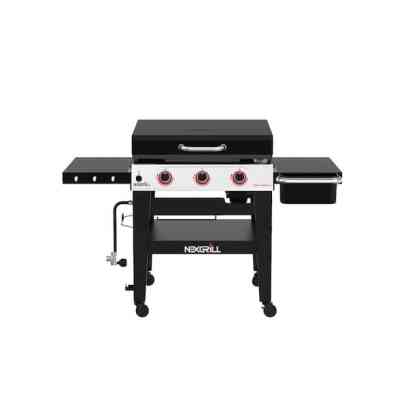 Daytona 3-Burner 30 in. Propane Gas Griddle in Black with Lid