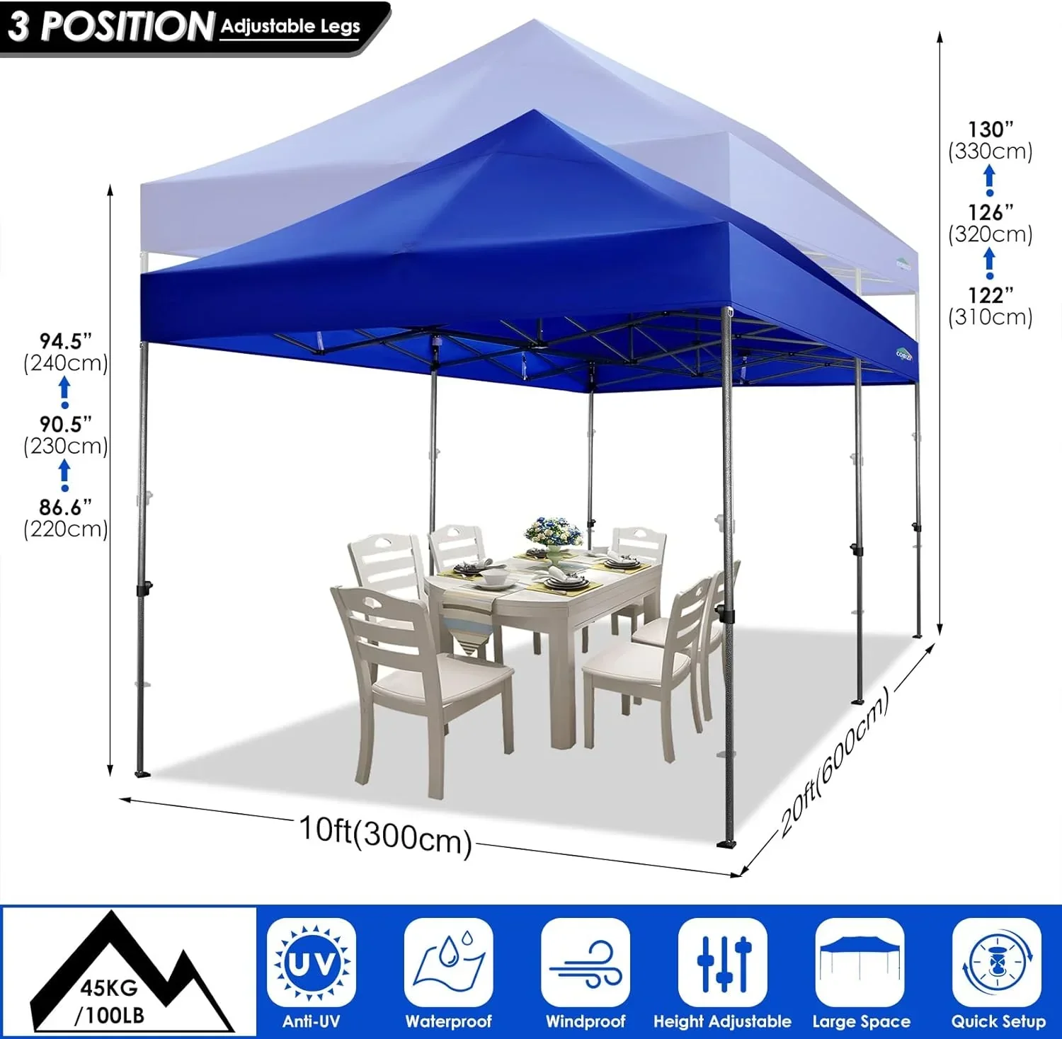 COBIZI 10x20 Heavy Duty Pop up Canopy Tent 6 sidewalls Commercial Canopy Wedding Party Tents