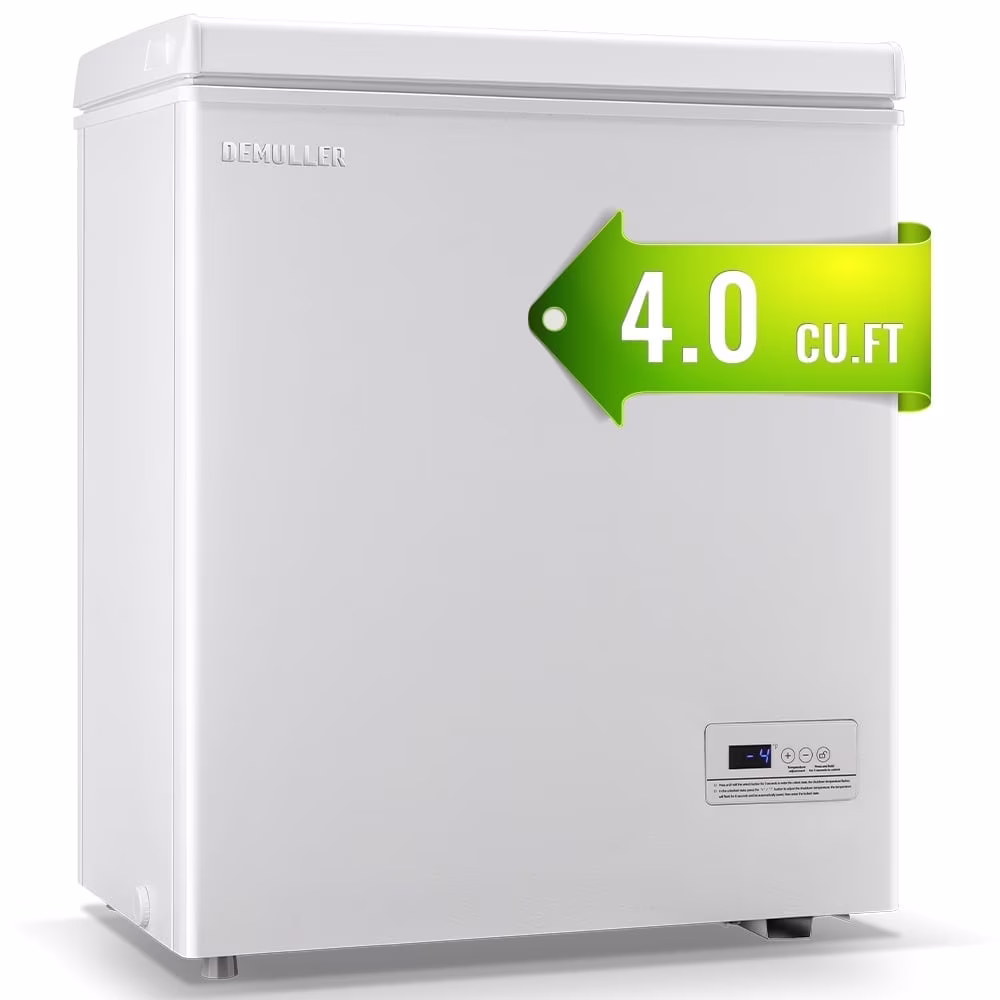 DEMULLER 4.0 Cu. ft Chest Freezer Small Freezer with Top Open Door Freestanding Black