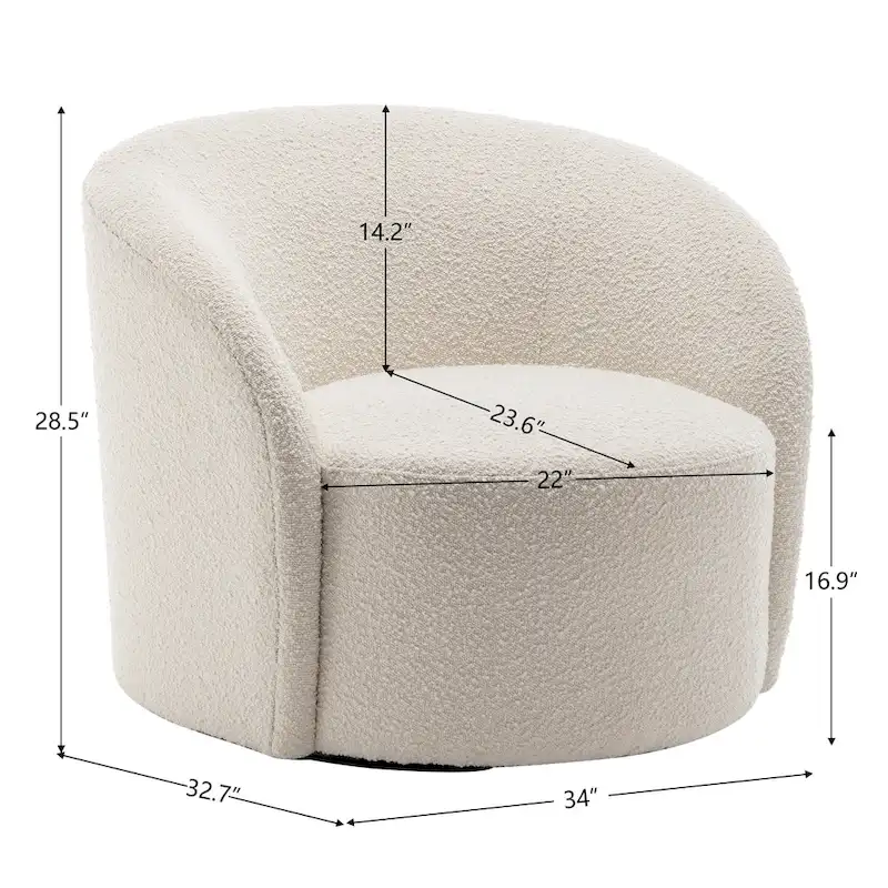 Set of 2 KINWELL 34-Inch Wide Upholstered Swivel Barrel Chairs
