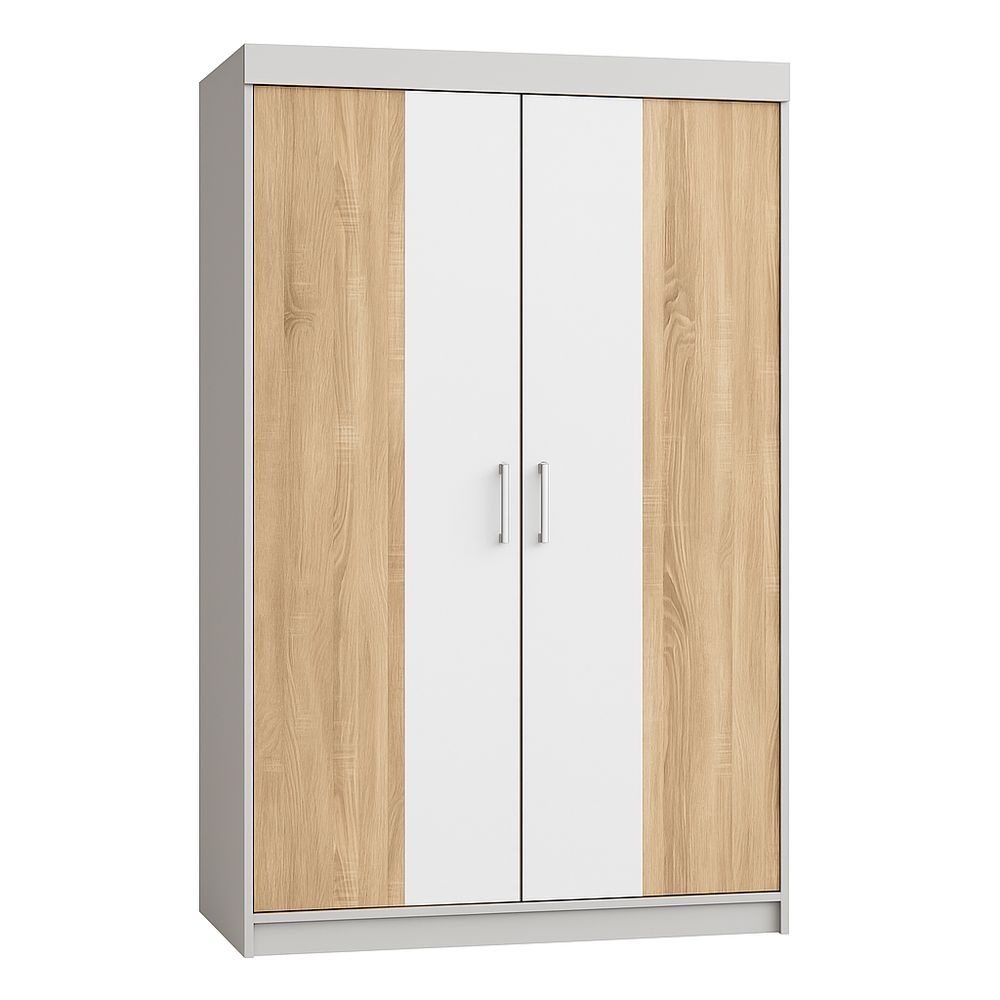 Armario Madera/Blanco 2 Puertas Guardarropa Dormitorio 180x100x50 cm