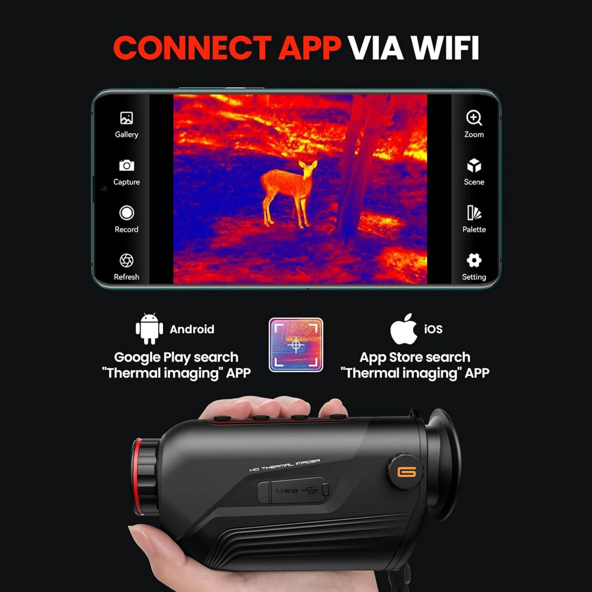 GOYOJO Thermal Monocular 256x192 (25 Hz) Thermal Imaging Monoscope Camera for Adults, 10mm Focal Lens Vision Goggles Thermal Scopes for Night Hunting Camping - Image 5