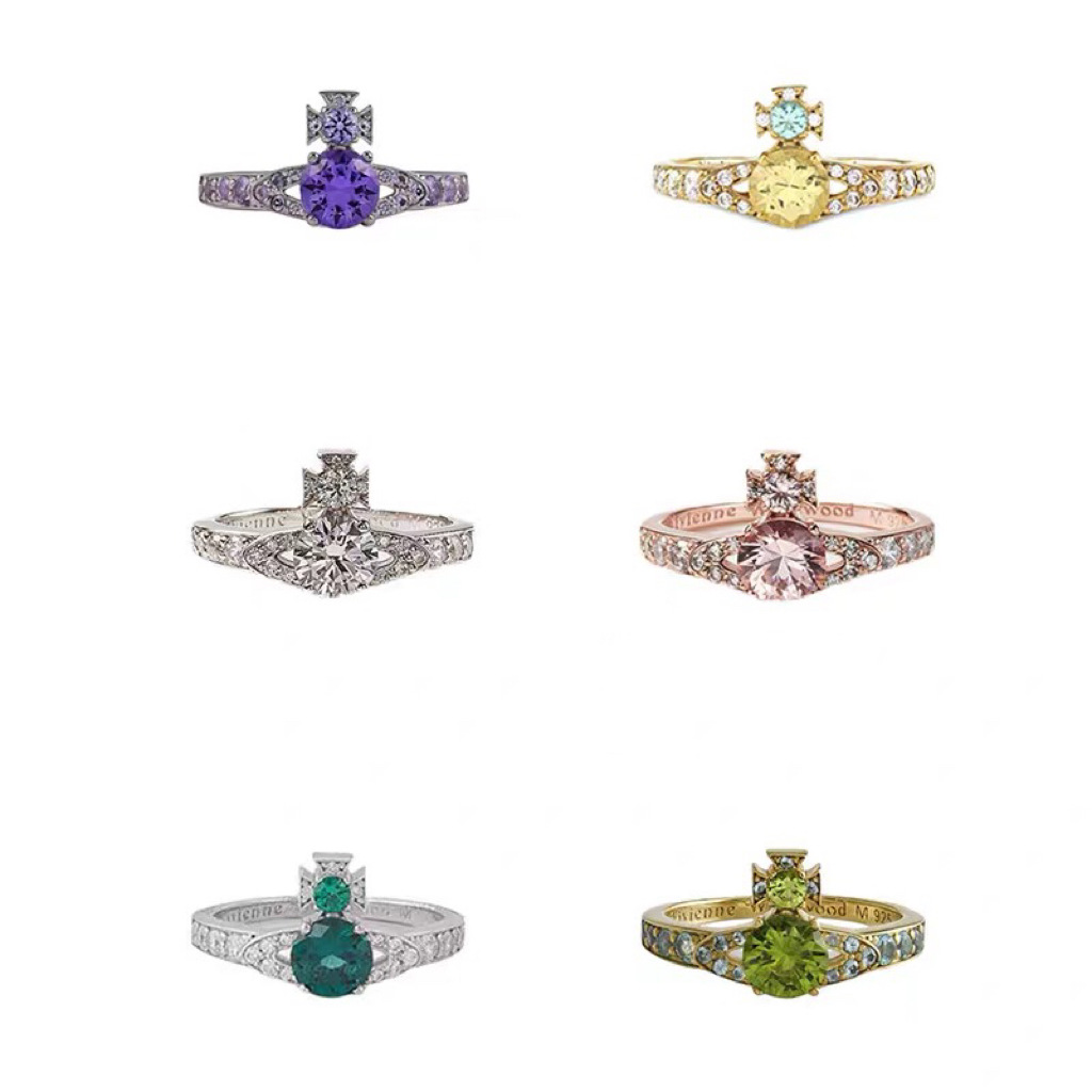 Vivienne Westwood Colorful Diamond Saturn Ring - Original Replica Club