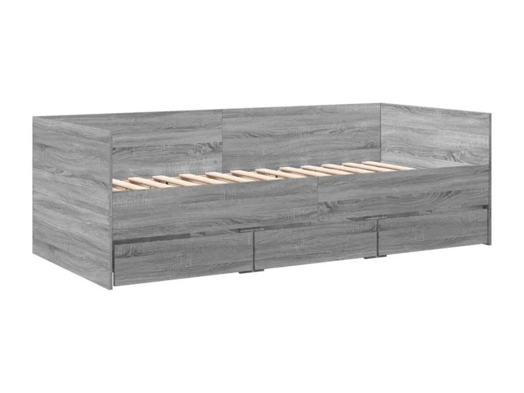 Sofá cama con cajones sin colchón gris Hogarsens 90x200 cm