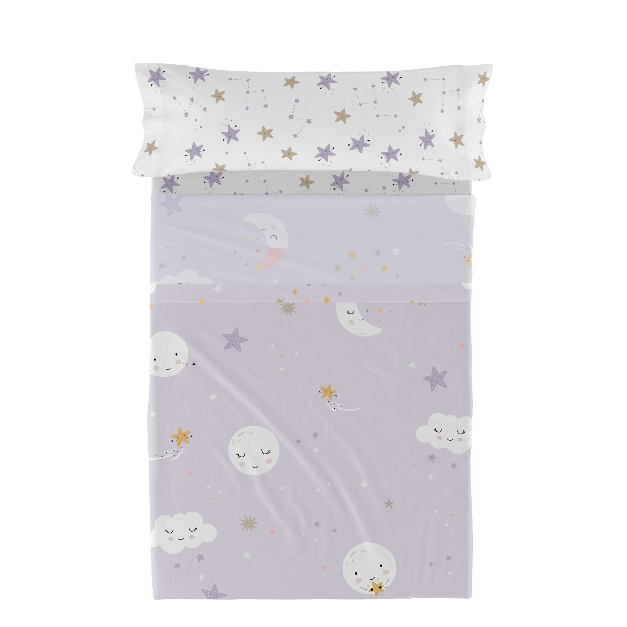 Moons Laken Set 2-delig 180x270 cm (Bed 105) Moshi Moshi, Veelkleurig,