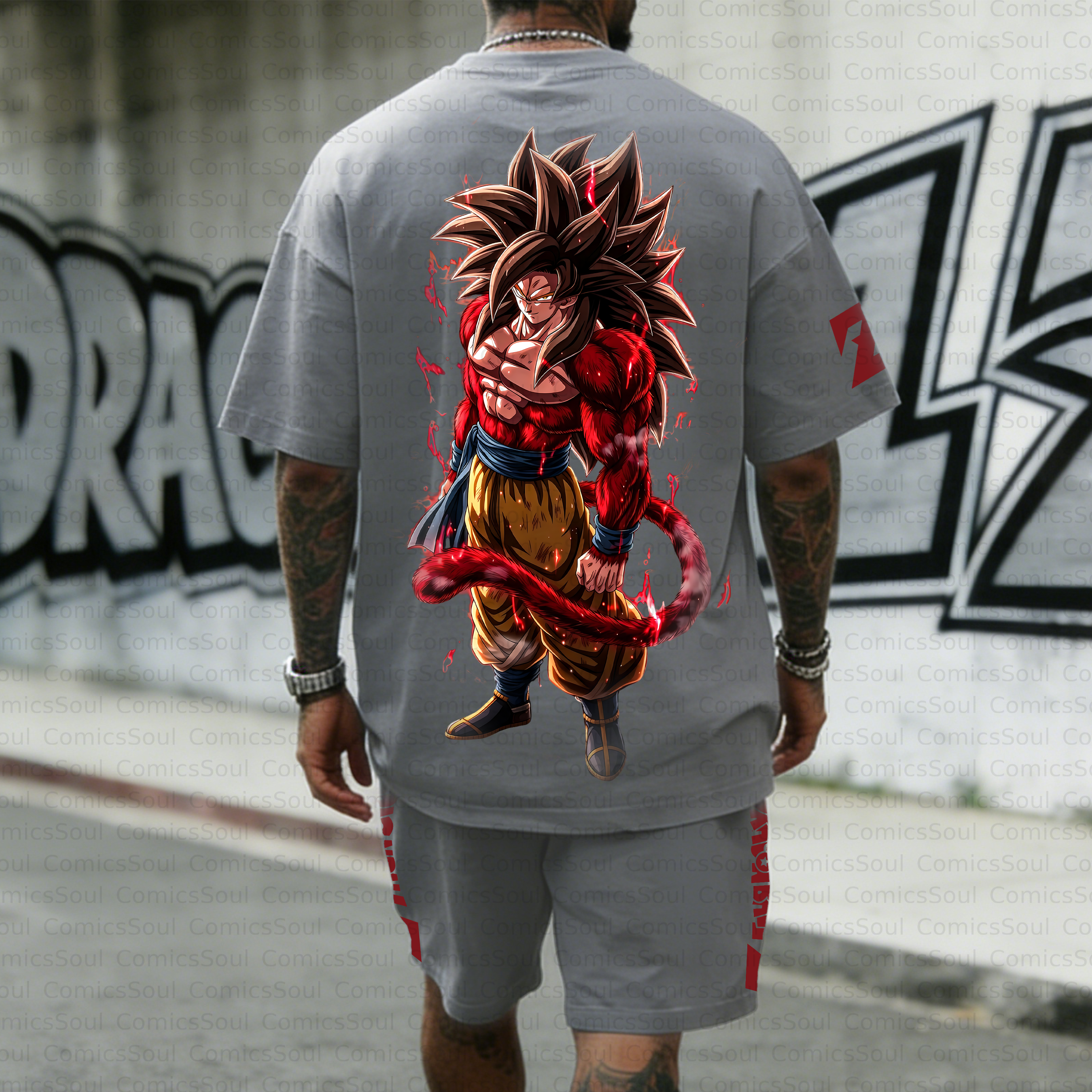 Unisex Anime Inspired Vintage T-shirt& Shorts 2 Pieces Set