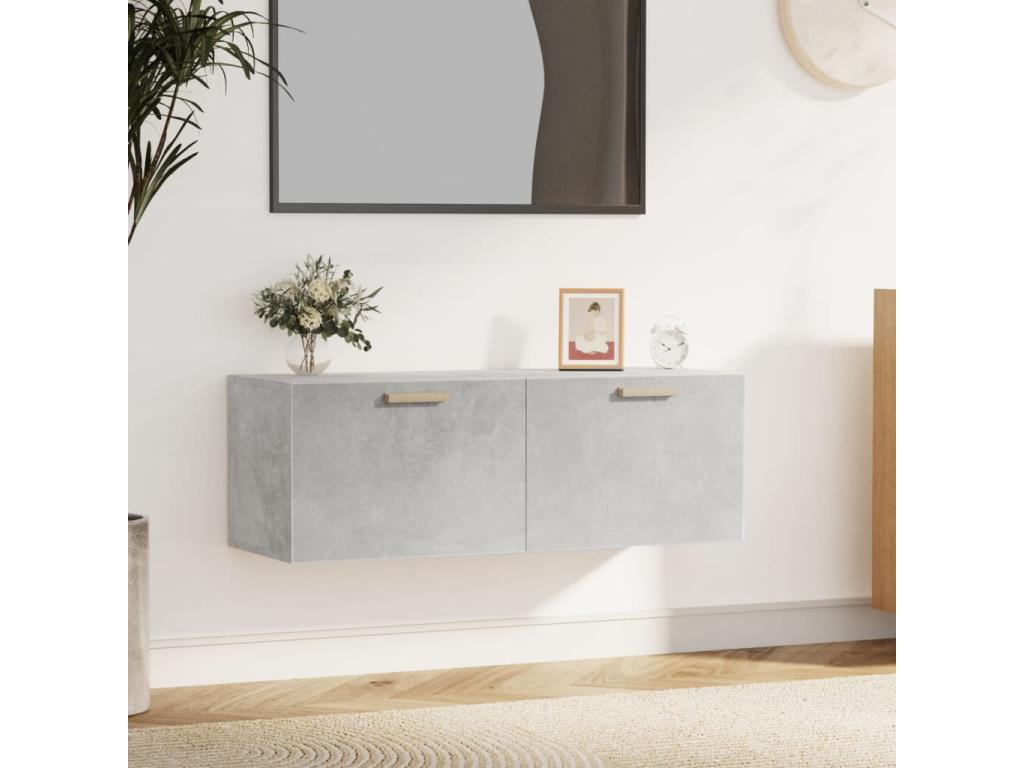 Armario pared madera contrachapada gris hormigón 100x36,5x35 cm