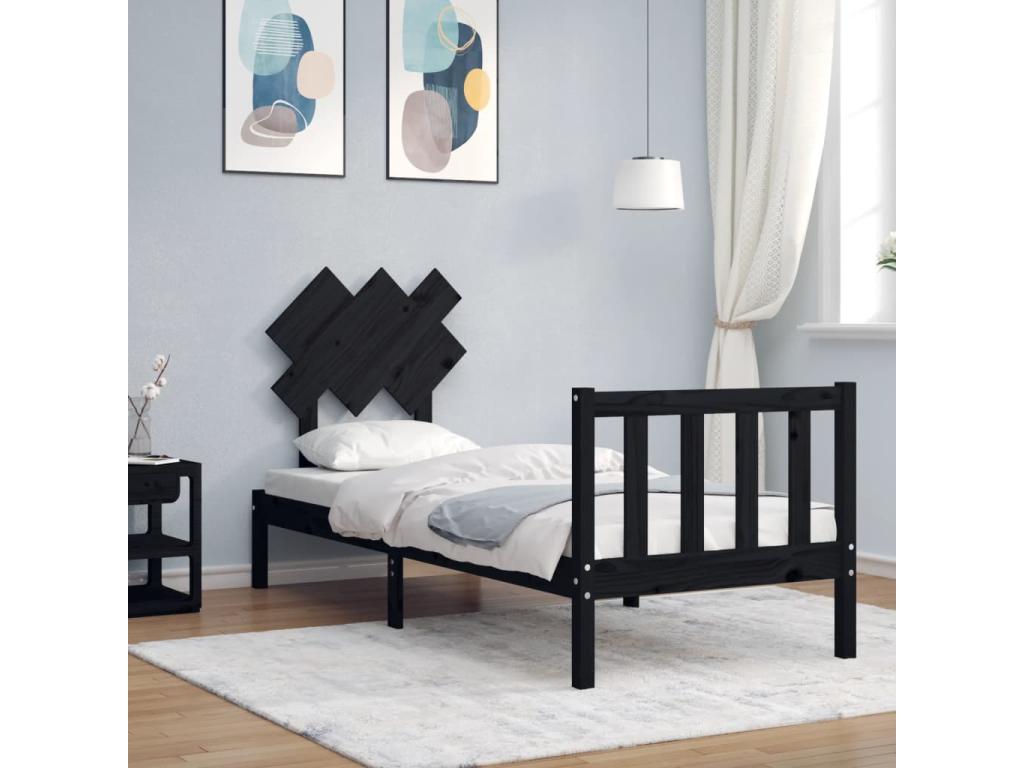 De cama individual con Mueblescolor madera maciza negro
