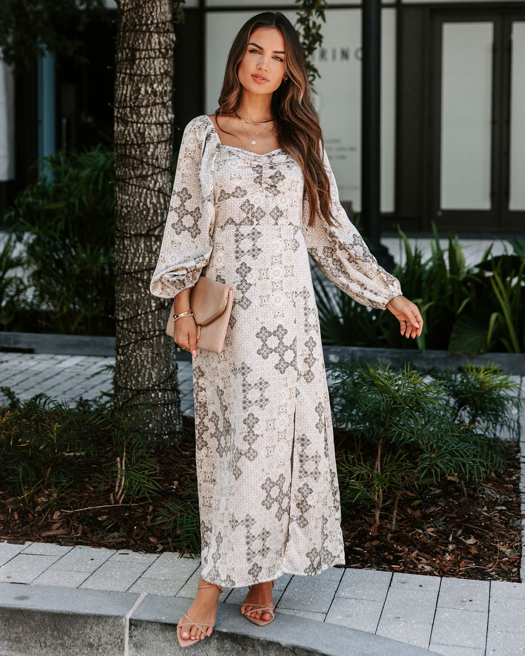 Reyna Printed Slit Maxi Dress - Se7enfashion