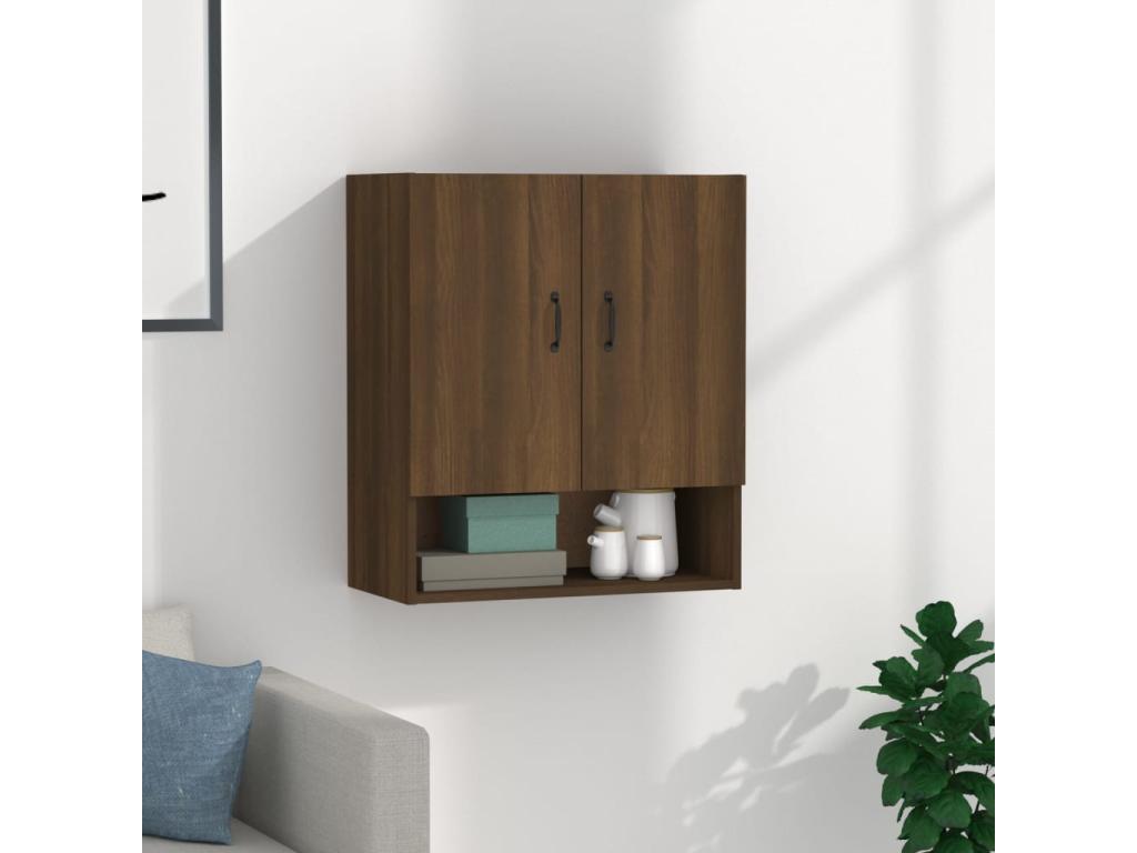 Armario de pared madera contrachapada marrón roble 60x31x70 cm