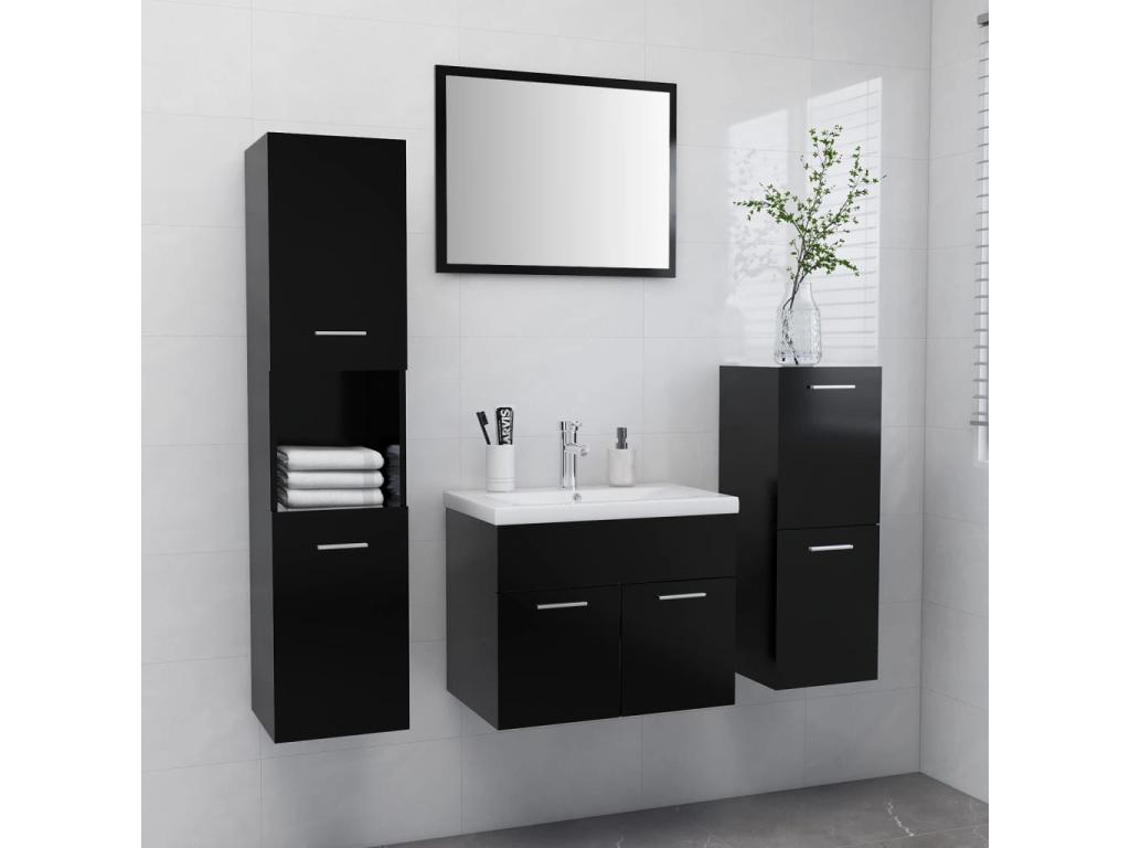 Conjunto de muebles de baño de madera de ingeniería negra