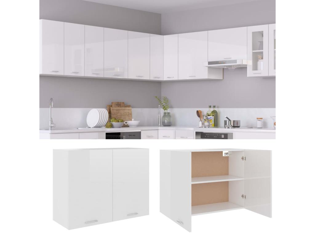 Armario colgante cocina madera ingeniería blanco brillo