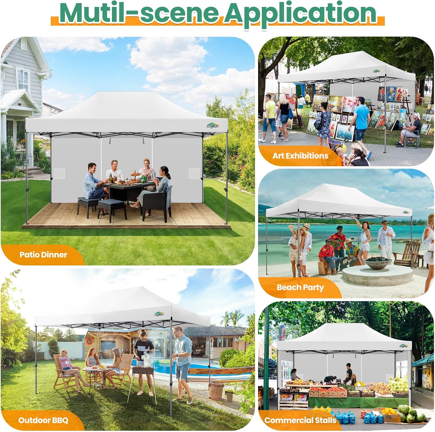 COBIZI 10x20 Heavy Duty Pop up Canopy Tent 6 sidewalls Commercial Canopy Wedding Party Tents