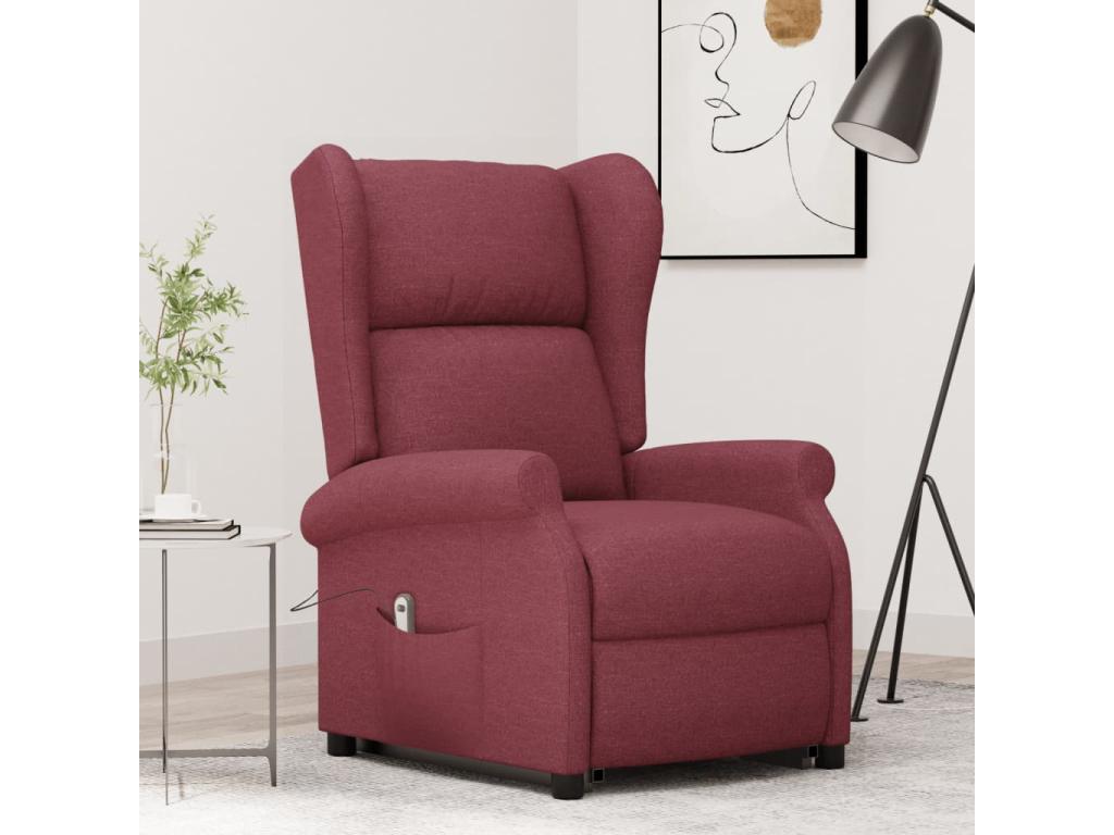 Sillón elevable tela rojo tinto