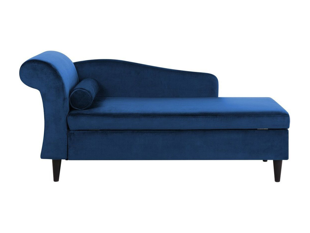 Chaise longue de terciopelo azul oscuro izquierdo LUIRO