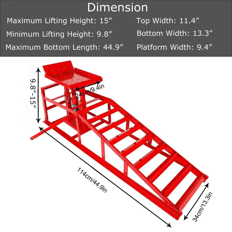 Confote Hydraulic Car Ramps 2PCS, 5-Ton, 10000lbs, Red - Image 6 Confote Hydraulic Car Ramps 2PCS, 5-Ton, 10000lbs, Red - Image 6