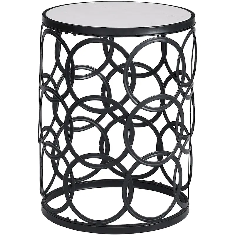 FirsTime & Co. Gilded Circles Iron Table - 16.75 x 16.75 x 22 in, American Design