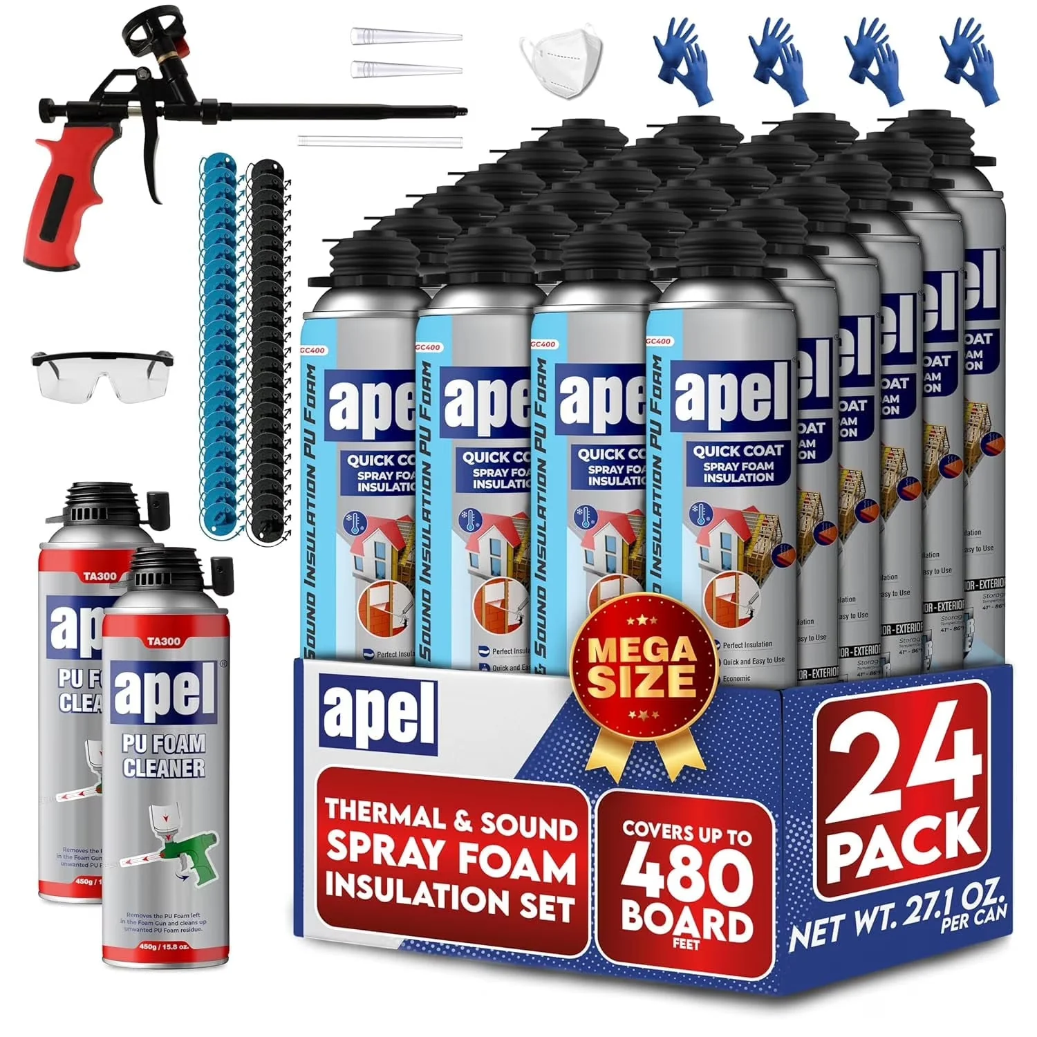 apel Spray Foam Insulation Kit, 12 x 32.80 oz / 240 Bd ft - 12 Pack - Image 3 apel Spray Foam Insulation Kit, 12 x 32.80 oz / 240 Bd ft - 12 Pack - Image 3
