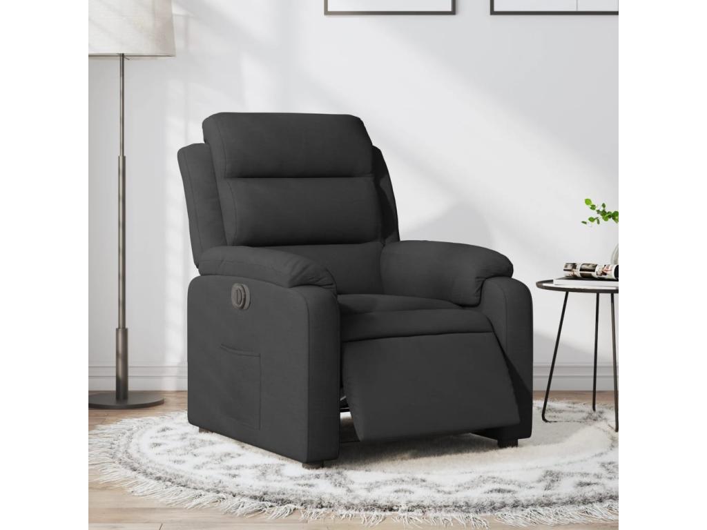 Sillón reclinable eléctrico de tela negro