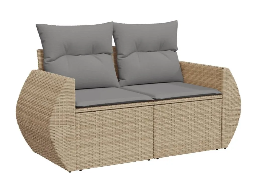 Juego de sofás jardín con cojines 6 piezas ratán sintético beige kria47975
